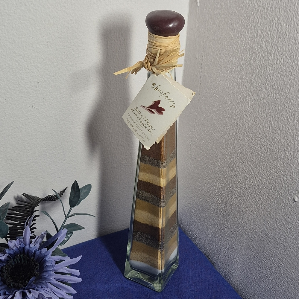 Shonfeld's Salt & Pepper Herb & Spice Mix Decorative Glass Bottle 12.5"
